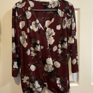 Jessica Women's Burgundy Floral Blouse